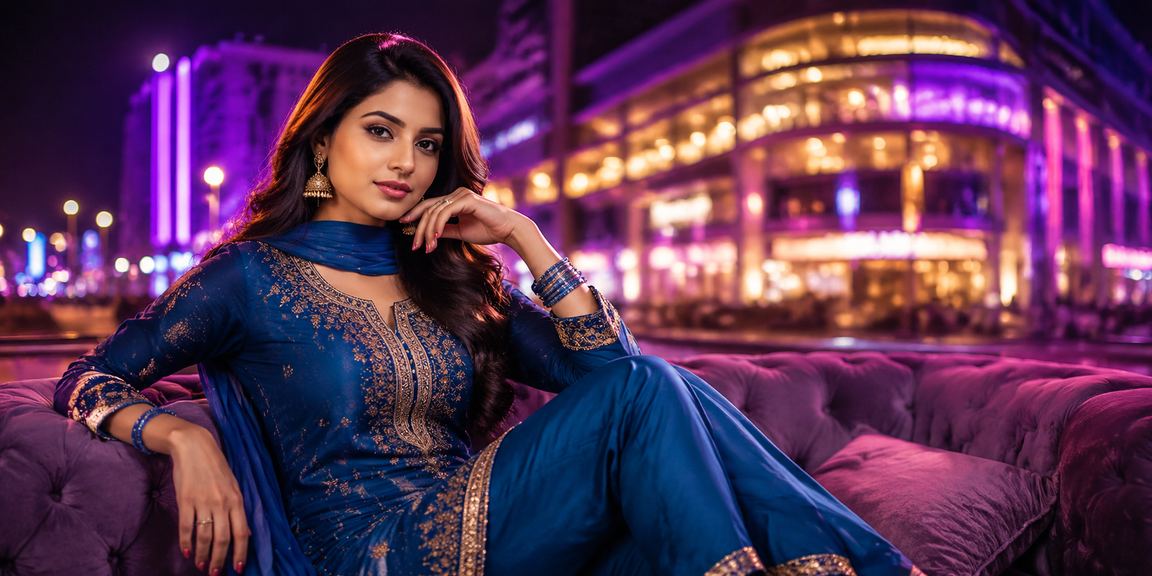 A young woman in shalwar kameez in Dhaka browsing 786bed promotions on her mobile